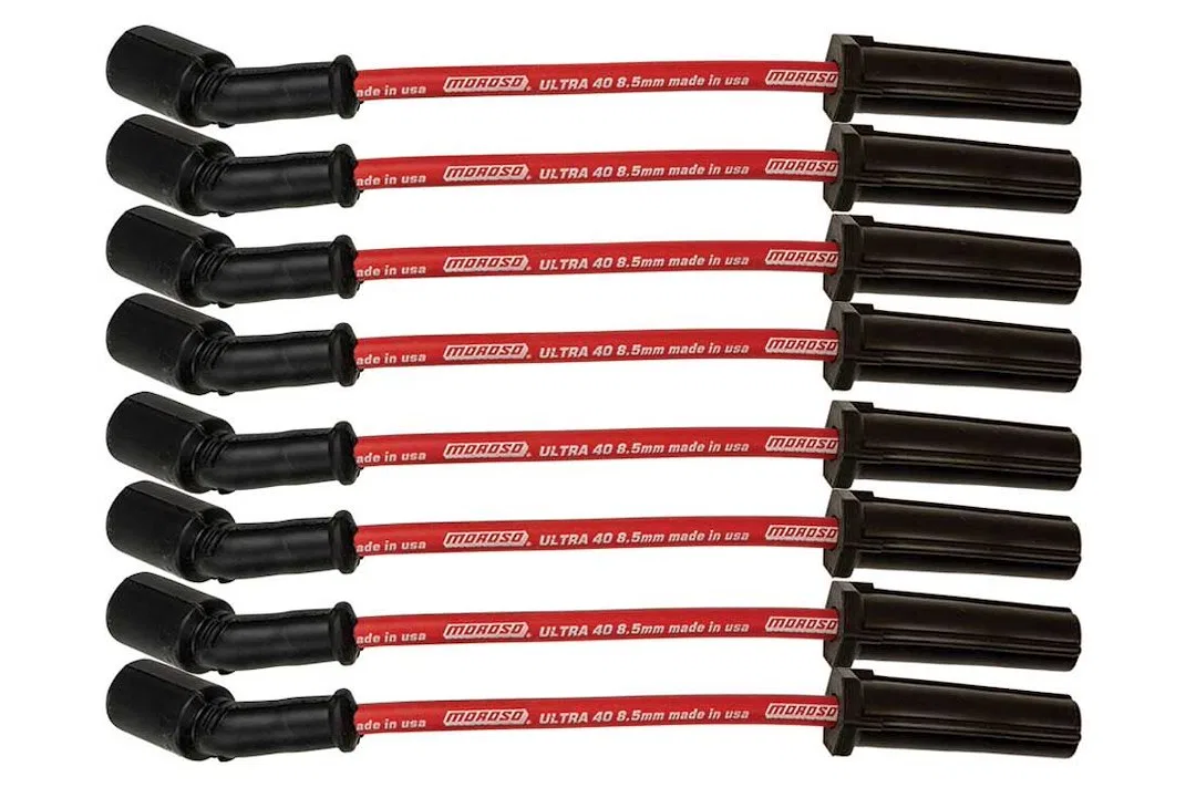 73741 – MOROSO Spark Plug Wire Set, For Use With GM LS/ LT Series Engines Red 8.5 Millimeter Silicone Spiral Wound Co...